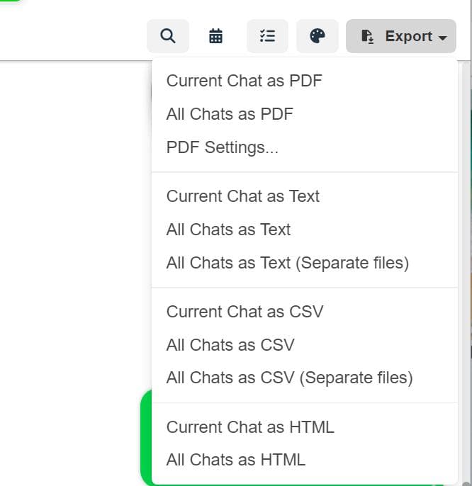 Export WhatsApp chats to PDF