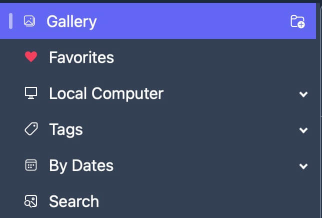 Barra lateral do navegador de fotos do ImgLook