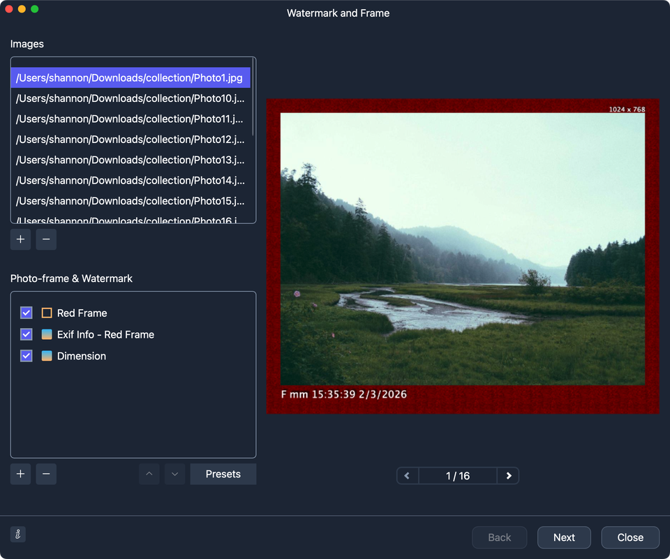 Watermark and Phont Frame